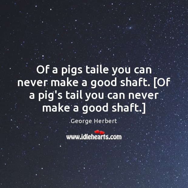 Of a pigs taile you can never make a good shaft. [Of George Herbert Picture Quote