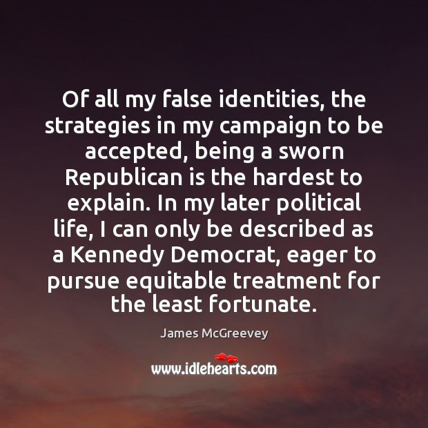 Of all my false identities, the strategies in my campaign to be James McGreevey Picture Quote