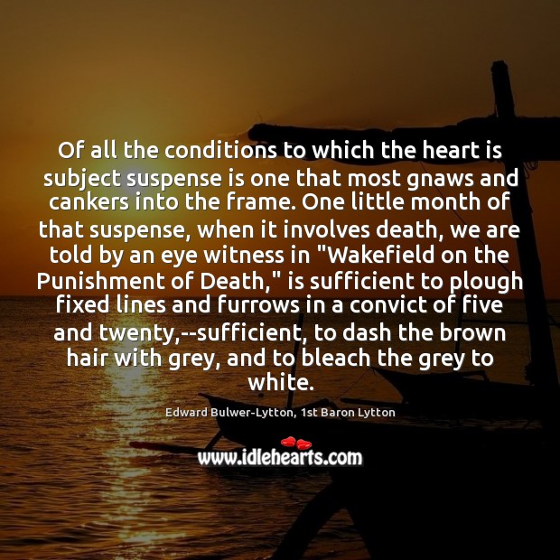 Of all the conditions to which the heart is subject suspense is Edward Bulwer-Lytton, 1st Baron Lytton Picture Quote