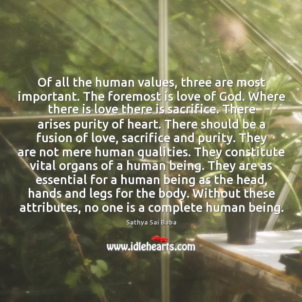 Of all the human values, three are most important. The foremost is Image