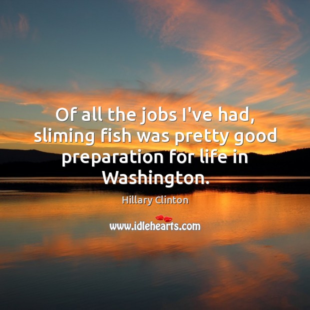 Of all the jobs I’ve had, sliming fish was pretty good preparation for life in Washington. Image