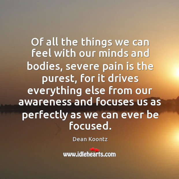 Of all the things we can feel with our minds and bodies, Pain Quotes Image