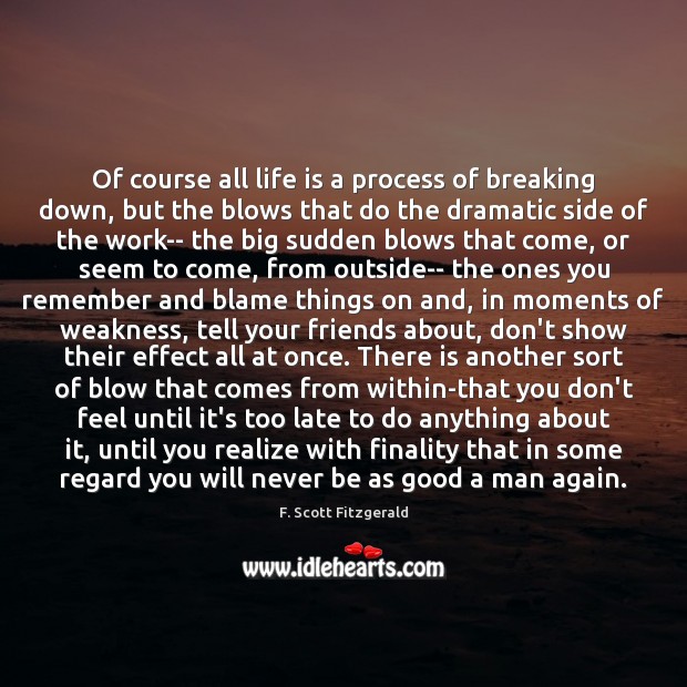 Of course all life is a process of breaking down, but the Image