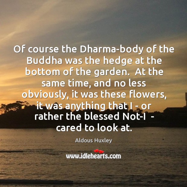 Of course the Dharma-body of the Buddha was the hedge at the Aldous Huxley Picture Quote