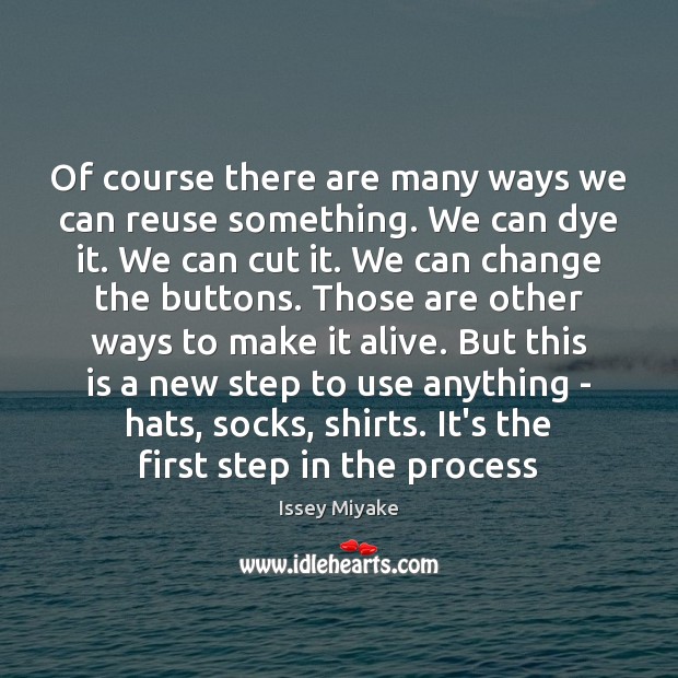 Of course there are many ways we can reuse something. We can Issey Miyake Picture Quote