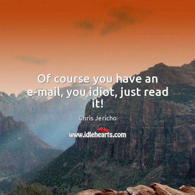Of course you have an e-mail, you idiot, just read it! Chris Jericho Picture Quote