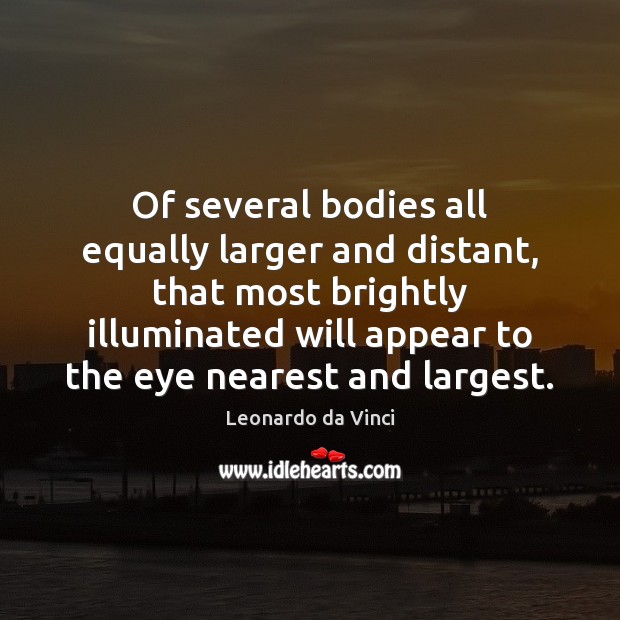 Of several bodies all equally larger and distant, that most brightly illuminated Image
