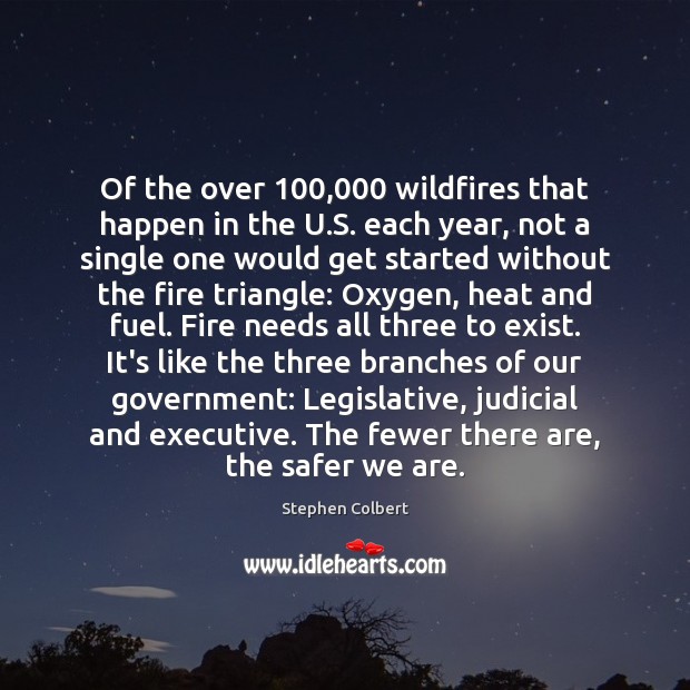 Of the over 100,000 wildfires that happen in the U.S. each year, Stephen Colbert Picture Quote