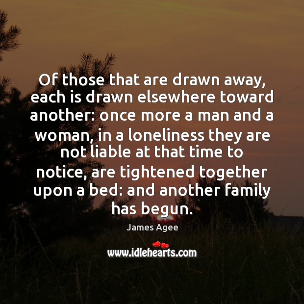 Of those that are drawn away, each is drawn elsewhere toward another: James Agee Picture Quote