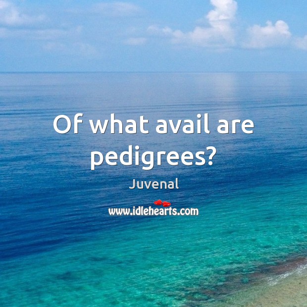 Of what avail are pedigrees? Juvenal Picture Quote