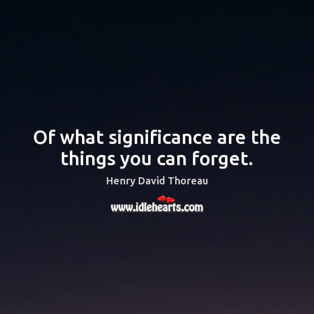 Of what significance are the things you can forget. Image