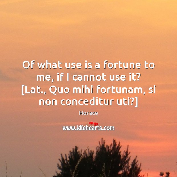 Of what use is a fortune to me, if I cannot use Horace Picture Quote
