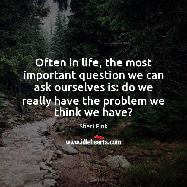 Often in life, the most important question we can ask ourselves is: Sheri Fink Picture Quote