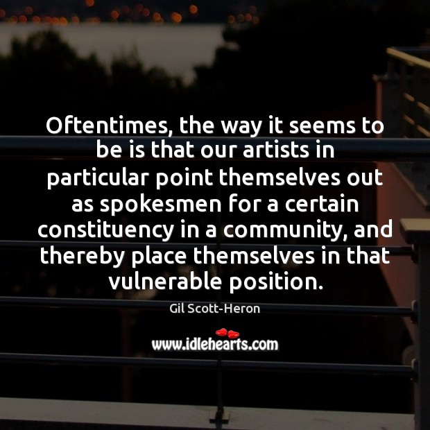 Oftentimes, the way it seems to be is that our artists in Image