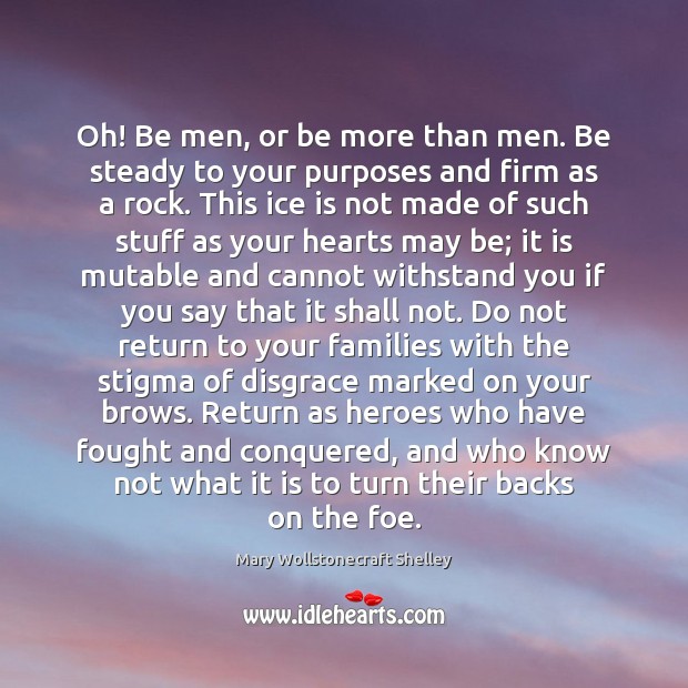Oh! Be men, or be more than men. Be steady to your Image