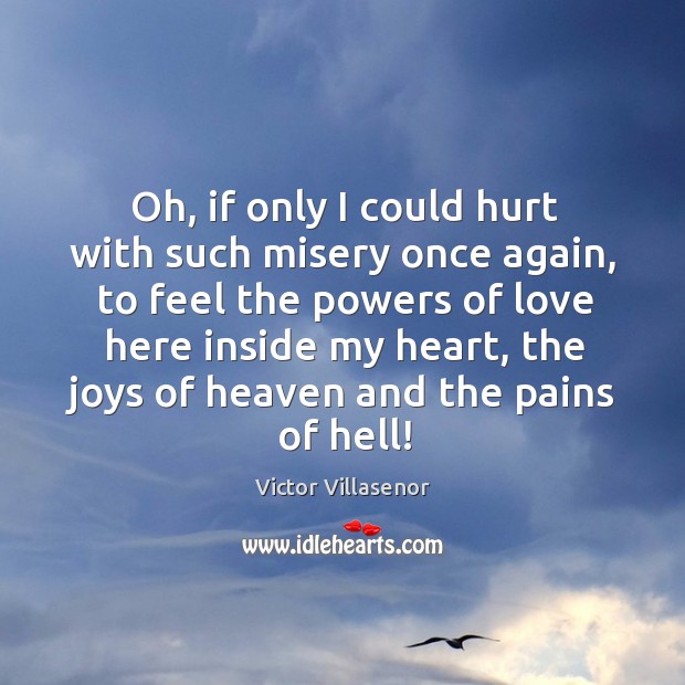 Oh, if only I could hurt with such misery once again, to Victor Villasenor Picture Quote