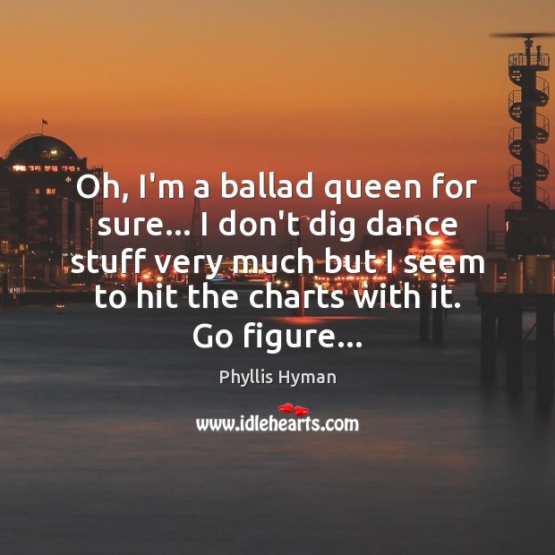 Oh, I’m a ballad queen for sure… I don’t dig dance stuff Phyllis Hyman Picture Quote