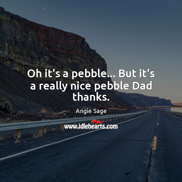 Oh it’s a pebble… But it’s a really nice pebble Dad thanks. Image