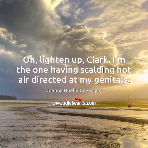 Oh, lighten up, Clark. I’m the one having scalding hot air directed at my genitals. Joanna Noelle Levesque Picture Quote
