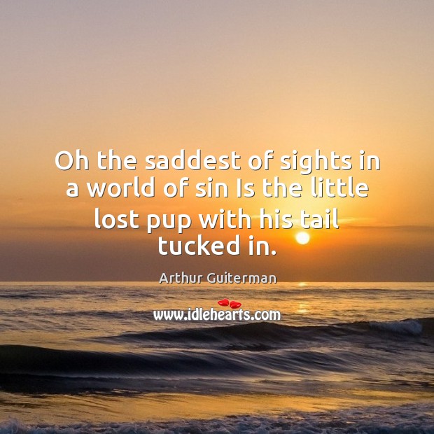 Oh the saddest of sights in a world of sin Is the little lost pup with his tail tucked in. Arthur Guiterman Picture Quote