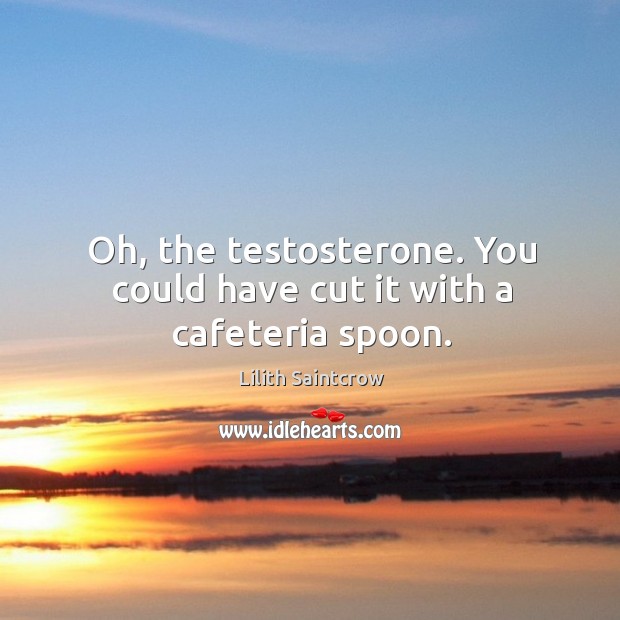 Oh, the testosterone. You could have cut it with a cafeteria spoon. Image