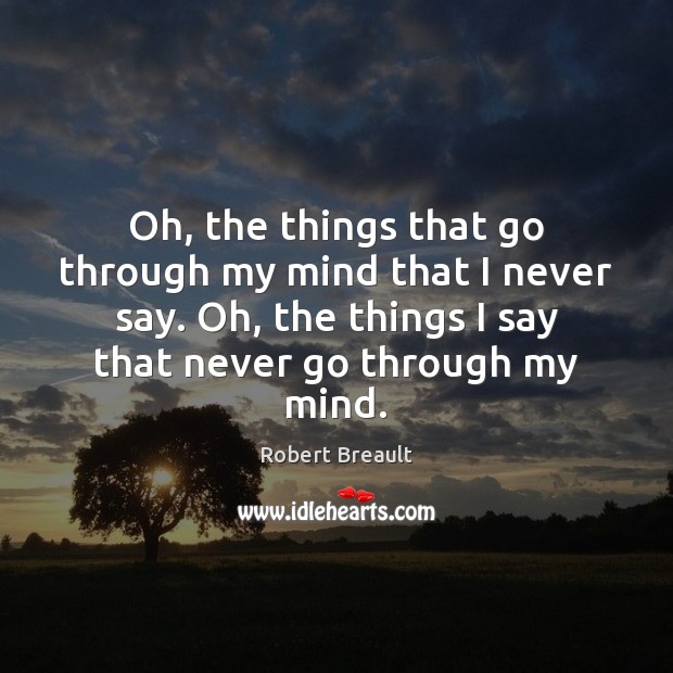 Oh, the things that go through my mind that I never say. Robert Breault Picture Quote