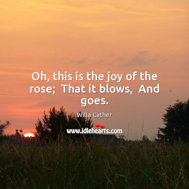 Oh, this is the joy of the rose;  That it blows,  And goes. Image