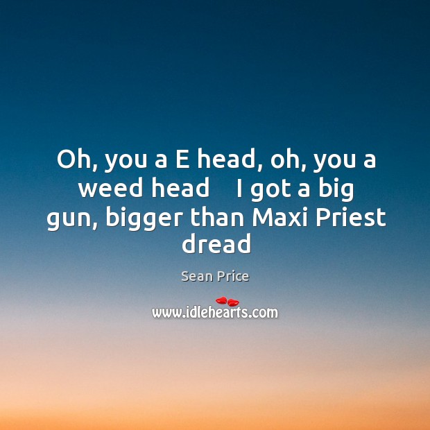Oh, you a E head, oh, you a weed head    I got a big gun, bigger than Maxi Priest dread Image