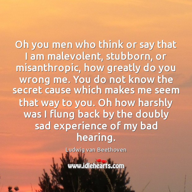 Oh you men who think or say that I am malevolent, stubborn, Ludwig van Beethoven Picture Quote