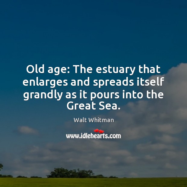 Old age: The estuary that enlarges and spreads itself grandly as it Walt Whitman Picture Quote