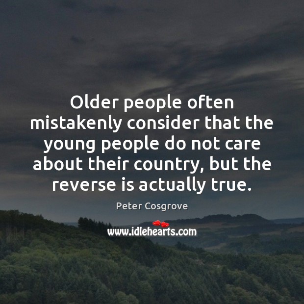 Older people often mistakenly consider that the young people do not care Image