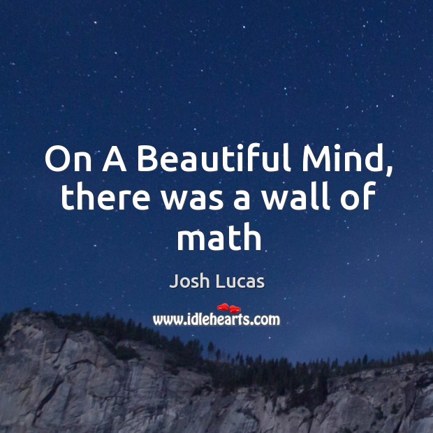 On A Beautiful Mind, there was a wall of math Josh Lucas Picture Quote