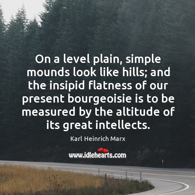 On a level plain, simple mounds look like hills; and the insipid flatness Karl Heinrich Marx Picture Quote