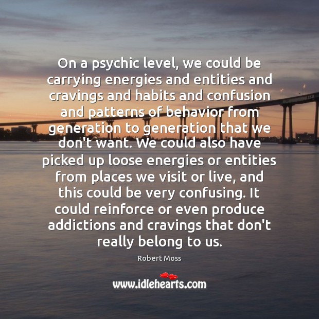 On a psychic level, we could be carrying energies and entities and Robert Moss Picture Quote