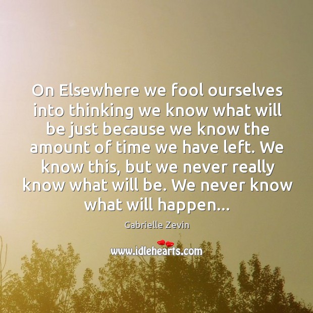 On Elsewhere we fool ourselves into thinking we know what will be Gabrielle Zevin Picture Quote
