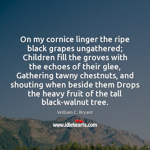 On my cornice linger the ripe black grapes ungathered; Children fill the William C. Bryant Picture Quote