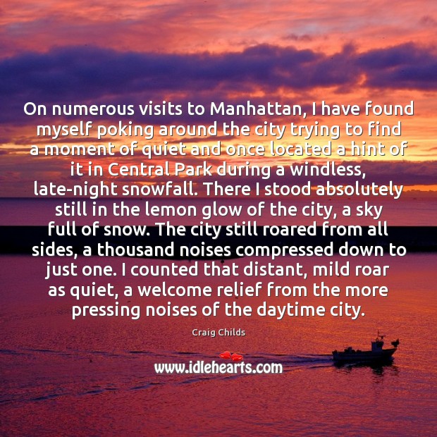 On numerous visits to Manhattan, I have found myself poking around the Craig Childs Picture Quote
