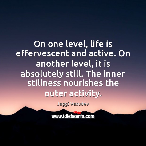 On one level, life is effervescent and active. On another level, it Image