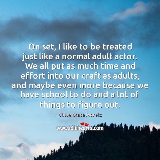 On set, I like to be treated just like a normal adult Chloe Grace Moretz Picture Quote