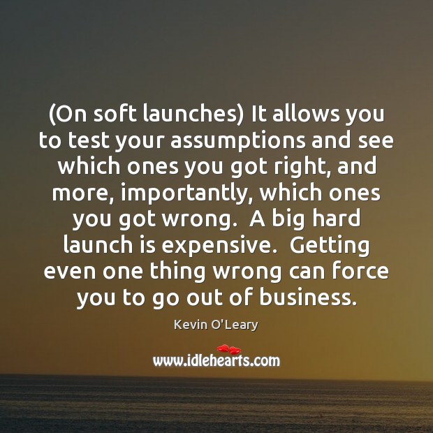 (On soft launches) It allows you to test your assumptions and see Kevin O’Leary Picture Quote