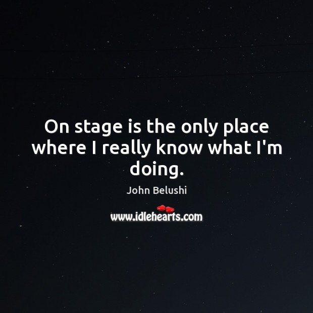 On stage is the only place where I really know what I’m doing. John Belushi Picture Quote