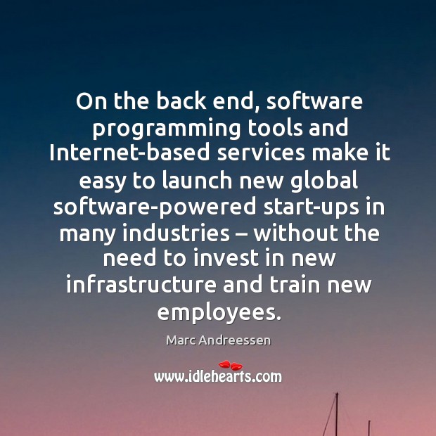 On the back end, software programming tools and internet-based services make it easy Marc Andreessen Picture Quote