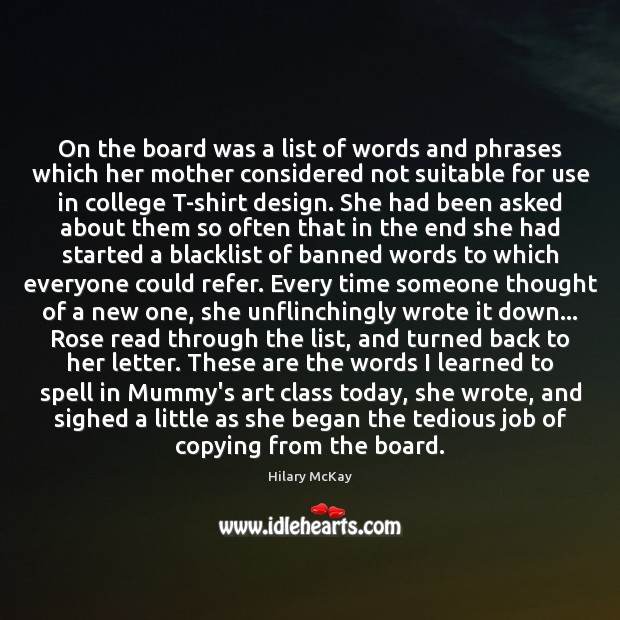 On the board was a list of words and phrases which her Image