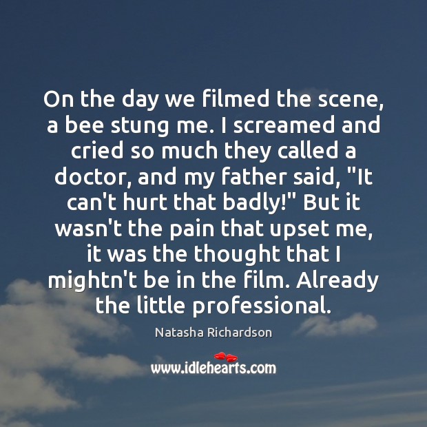 On the day we filmed the scene, a bee stung me. I Natasha Richardson Picture Quote