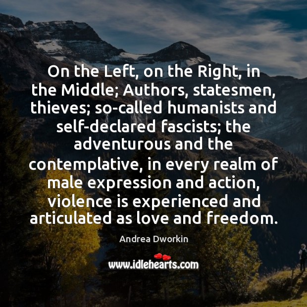 On the Left, on the Right, in the Middle; Authors, statesmen, thieves; Andrea Dworkin Picture Quote