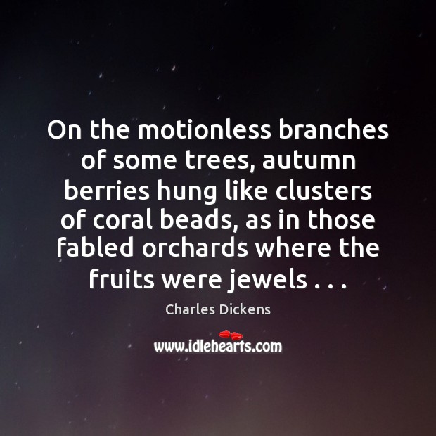 On the motionless branches of some trees, autumn berries hung like clusters Image