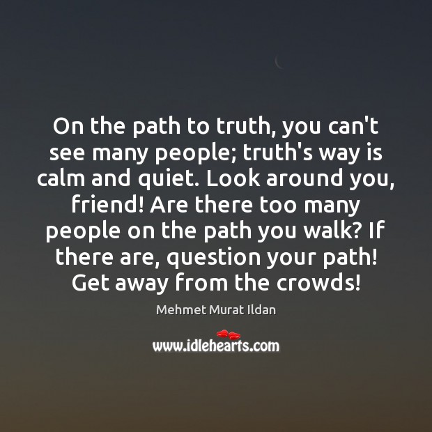 On the path to truth, you can’t see many people; truth’s way Mehmet Murat Ildan Picture Quote