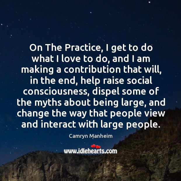 On the practice, I get to do what I love to do, and I am making a contribution that will Camryn Manheim Picture Quote