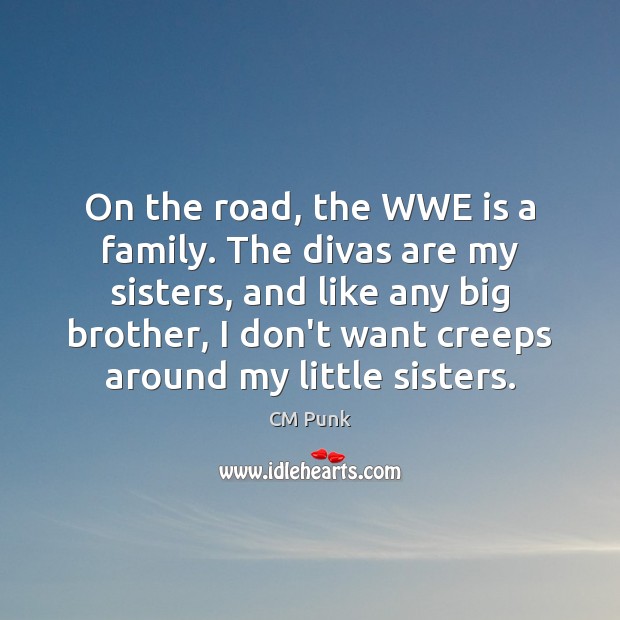 On the road, the WWE is a family. The divas are my CM Punk Picture Quote