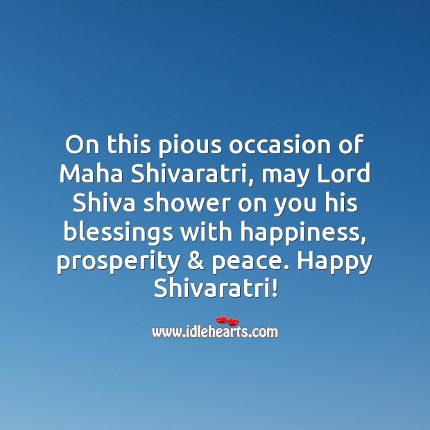 On this pious occasion of Maha Shivaratri, may Lord Shiva shower on you his blessings Image